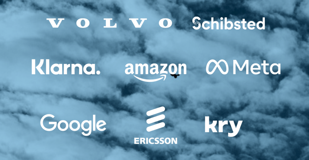 Volvo, Schibsted, Klarna, Amazon, Meta, Google, Ericsson, Kry